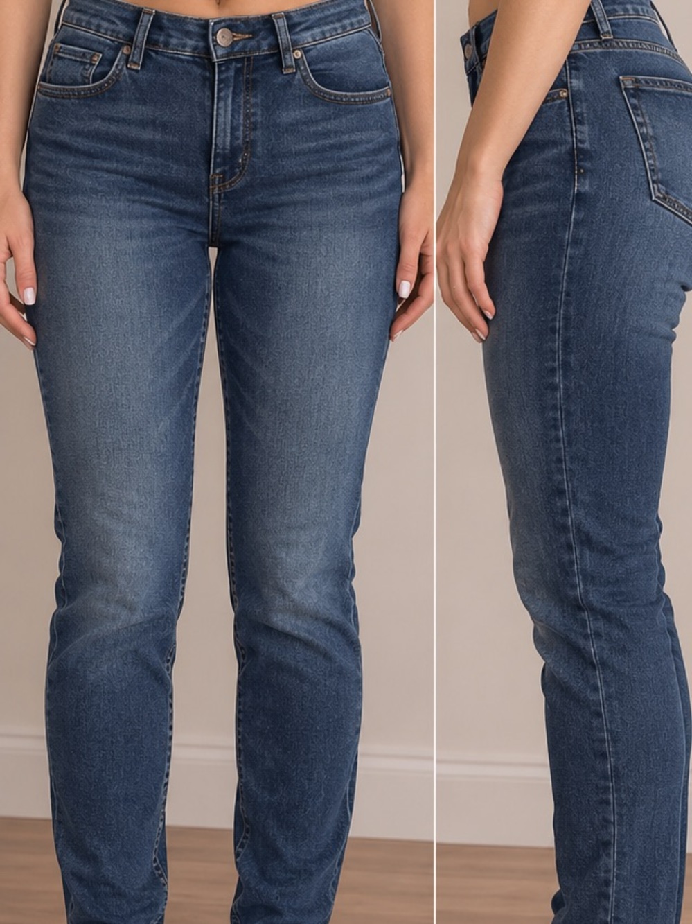 WANNA BETTA BUTT ? Women's Slim Straight Jeans in Dark Blue Denim size 10